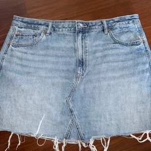 Hi-Rise A-Line Light Wash Denim Skirt